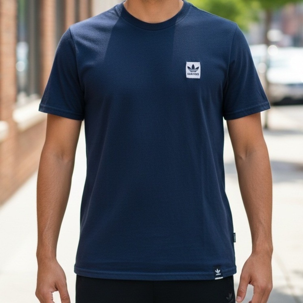Adidas Originals Trefoil Logo T-Shirt‎ Navy Blue Mens Small Cotton Tee